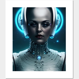 Cyborg Space Alien Girl Posters and Art